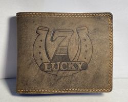 Lucky Portemonnaie aus Leder, braun, Neu