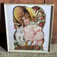 Vintage Bild, Mädchen mit Katze