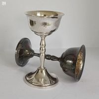 2 vintage versilberte Eierbecher