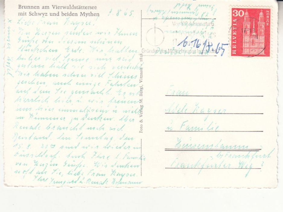 Cartoline postali: Brunnen 1965 – Usato da Bürglen TG venduto da StampGraf 1