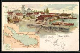 Litho Romanshorn, Partie am Hafen, Landk