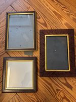 3 Stücke Vintage Bilderrahmen Set Holz dunkel Gold