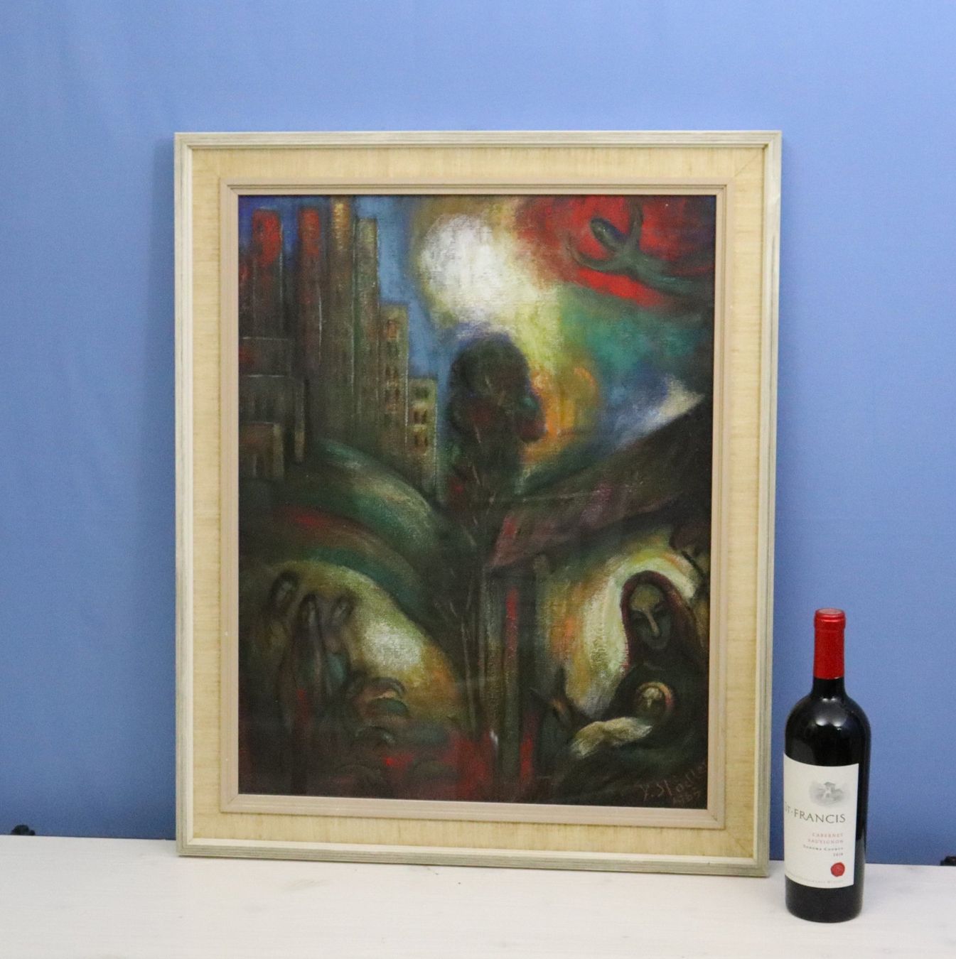 Gemälde: Yan Städler, Mischtechnik hinter Glas, religiöses Motiv – Gebraucht aus Zug von Kunst-Fundgrube