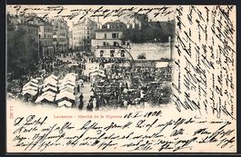 AK Lausanne, Marché de la Riponne, 1900