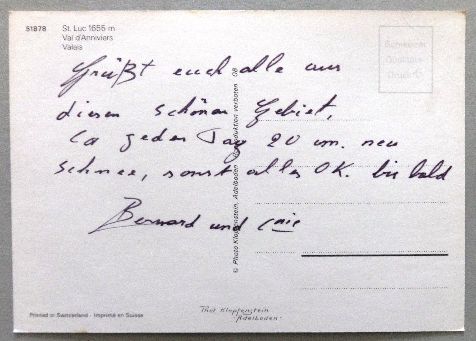 Cartoline postali: St. Luc, 1655 m, Val d' Anniviers – Usato da Fétigny venduto da Billy2miny 1