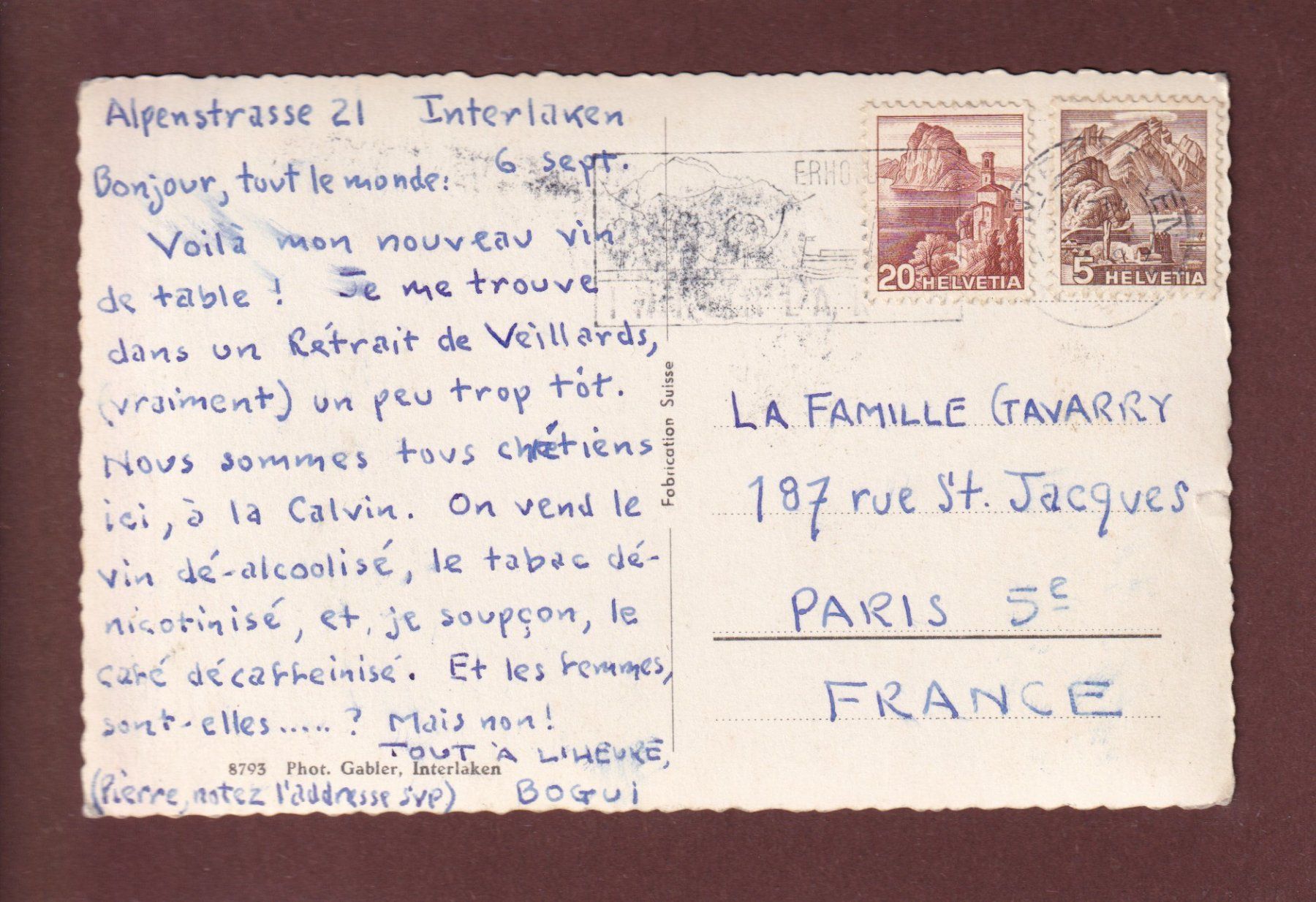 Cartoline postali: INTERLAKEN - Höhematte - Kühe - Jungfrau - 1949 – Usato da Pully venduto da nicecards-shop 1