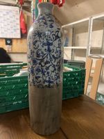 Vintage Vase, Keramik, Blau Weiss Muster, 47cm (d)