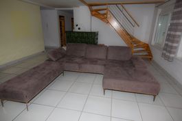 Ecksofa braun Stoff 300x180 cm guter Zustand