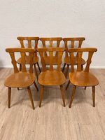 6er-Set Vintage Mid-Century Beizenstühle / Stabellenstühle