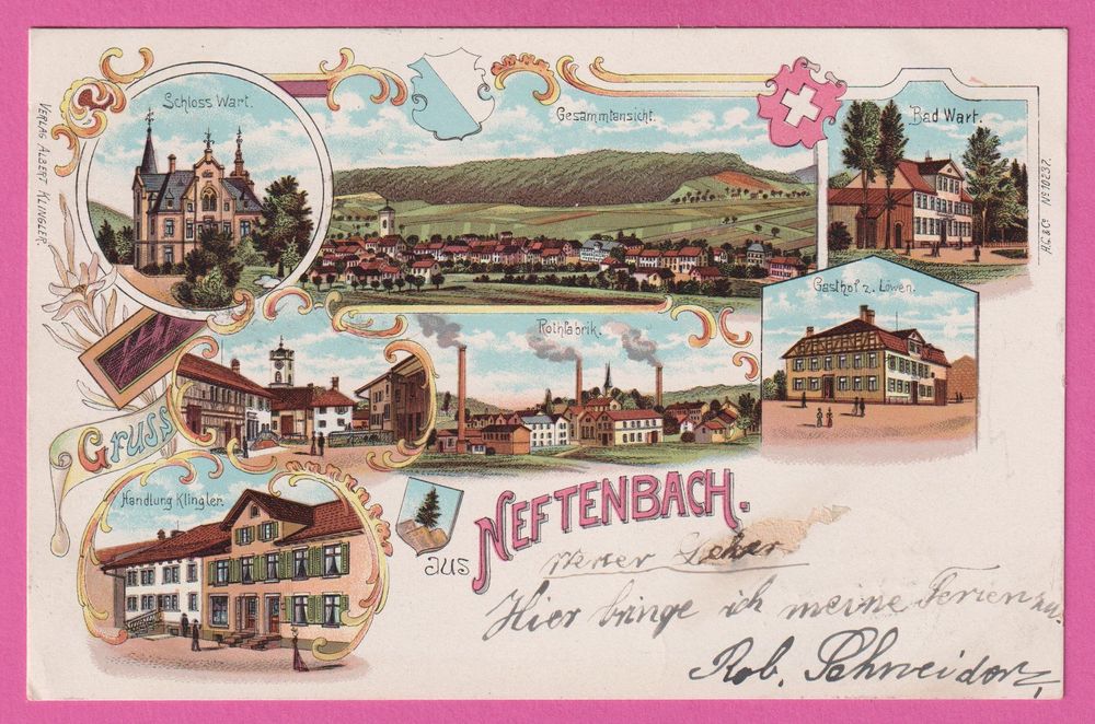 Gruss aus Neftenbach gel 1903 7-Bild Karte mit Rothfabrik (Gebraucht ...