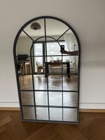 Arched window mirror with metal frame