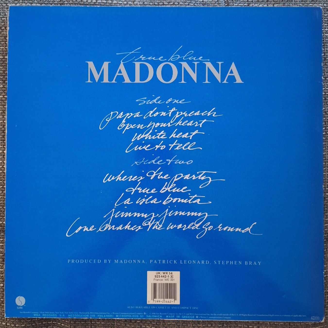 Dischi in vinile: Madonna True Blue 12" Album Greece – Usato da Luzern venduto da thomarco 1