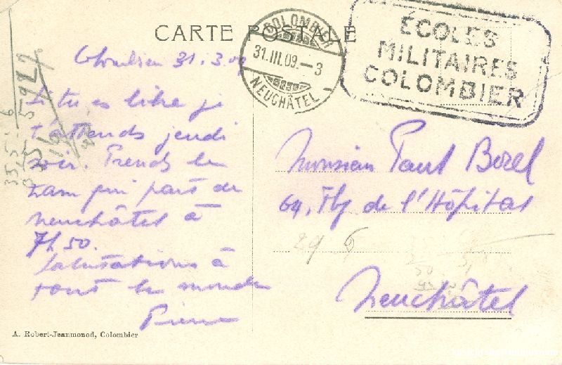 Cartoline postali: Colombier - le château + 1909 – Usato da Emmenbrücke venduto da teestube 1