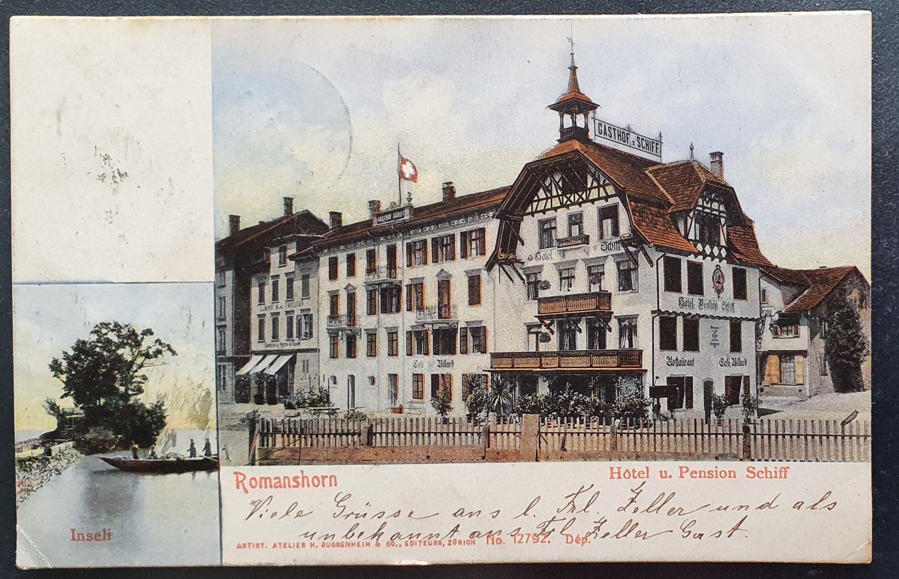 Ansichtskarten: Romanshorn 1907 - Hotel Schiff – Gebraucht aus Kreuzlingen von Rschweiz1