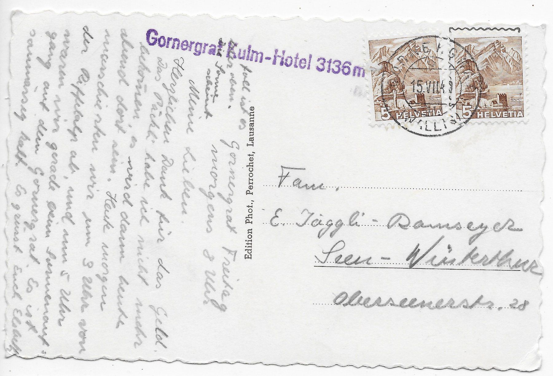 Cartes postales: Gornergrat, Monte Rosa um 1949 – D'occasion à Hefenhofen par Richsalz 1