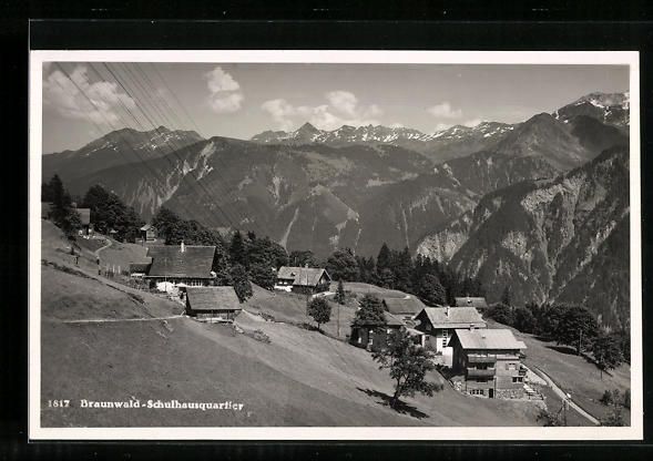 Cartoline postali: Braunwald, Panorama mit dem Schulhausqua – Usato da Berlin venduto da bartko-reher