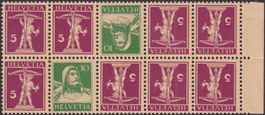 1927, Kehrdrucke, K22 Viererblock-Einheit postfrisch, LUXUS!