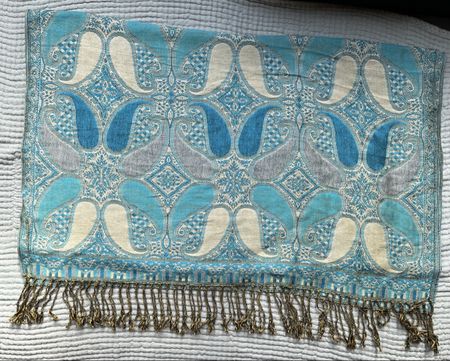 Schal türkis paisley mit Fransen