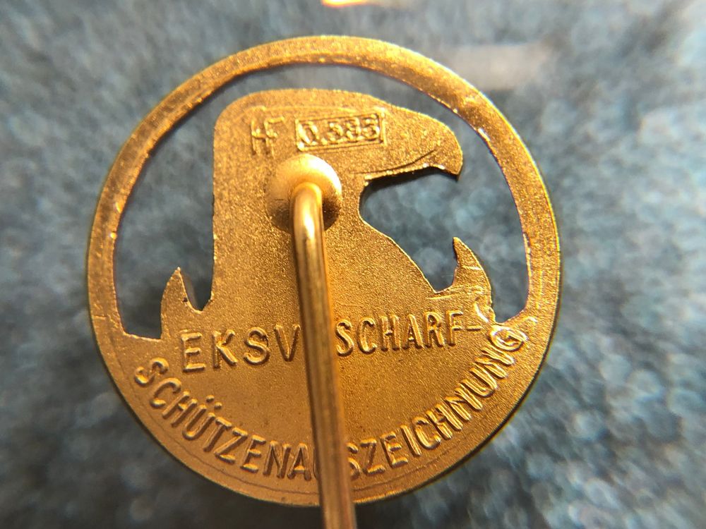 Placchette & Badge: EKSV Scharfschützenauszeichnung aus 14 Karat Gelbgold Au 585 – Usato da Bern venduto da bombich 3