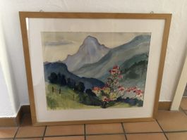 Aquarell "Val de Villars" signiert, gerahmt