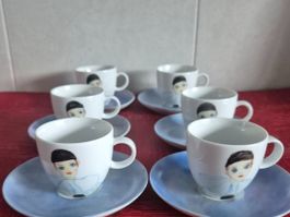 6 tasses petites+sous-tasses Pierrot porcelaine Thomas All