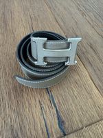 Hermes Wendegürtel Leder grau schwarz Grösse 85