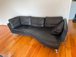 Ledersofa geschwungen schwarz