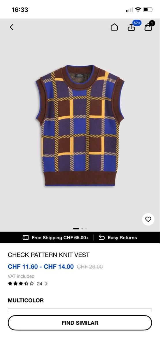 Gilets & Westen: Check Pattern Knit Vest – Gebraucht aus Basel von hea_pp2f 3