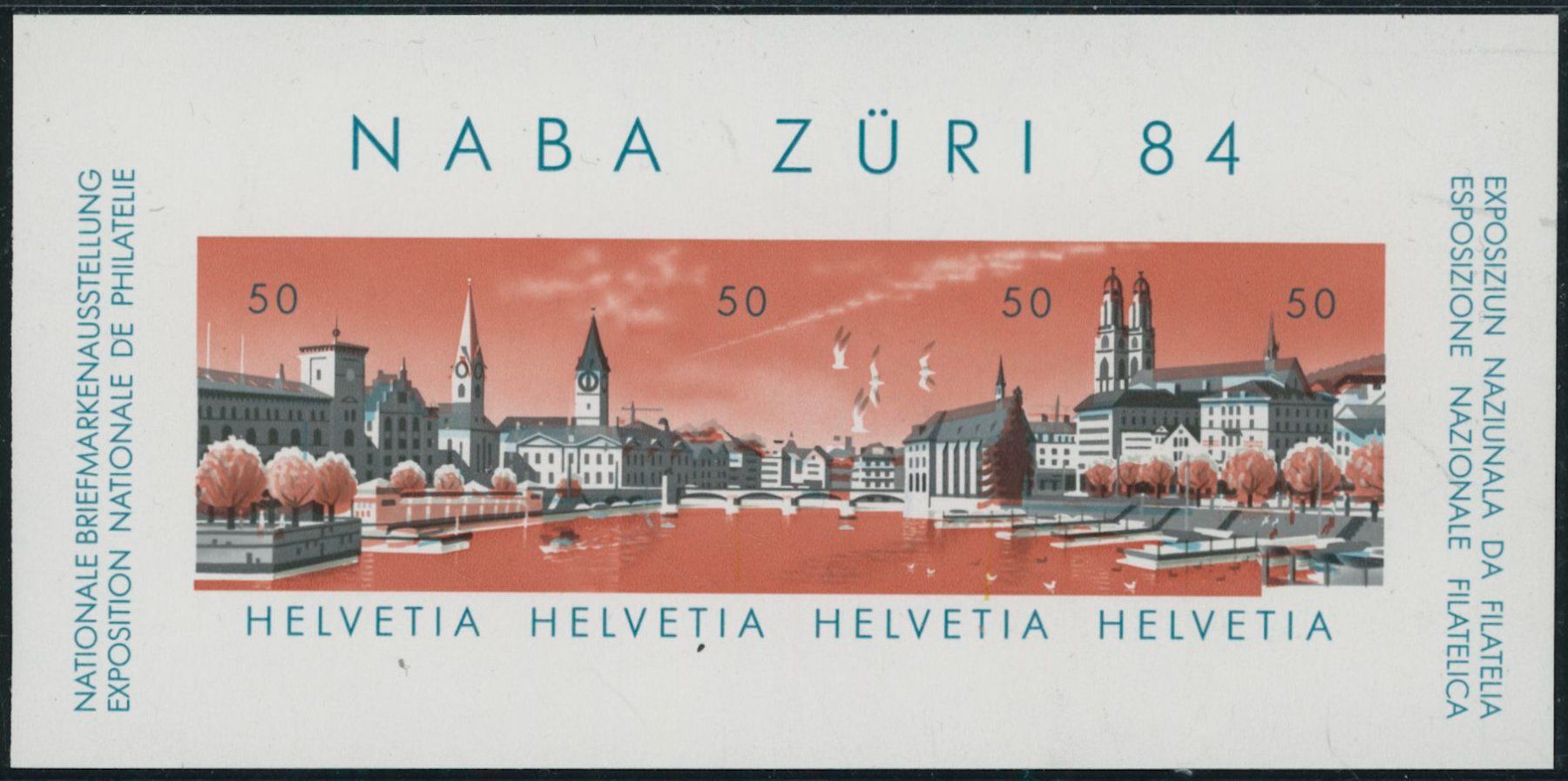 Tutti i francobolli: 1984 - Naba Zürich - Block - Farbprobe - Abart - postfrisch – Usato da Schindellegi venduto da leecollect