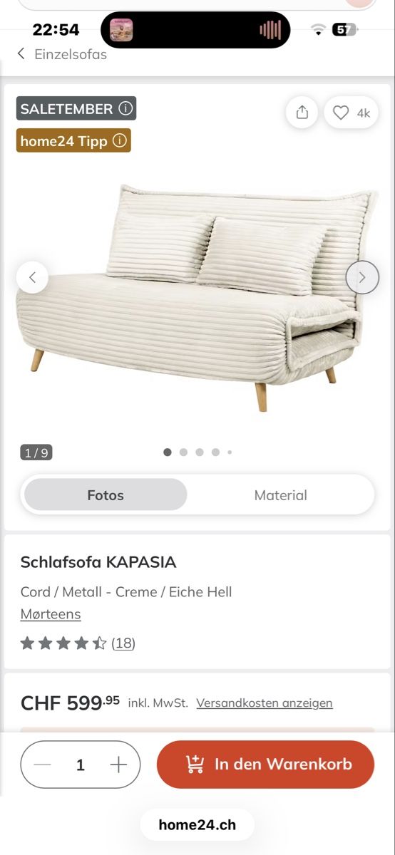 Divani: Schlafsofa Cord beige Neu – Nuovo (secondo la descrizione) da Lömmenschwil venduto da pv_cr 7