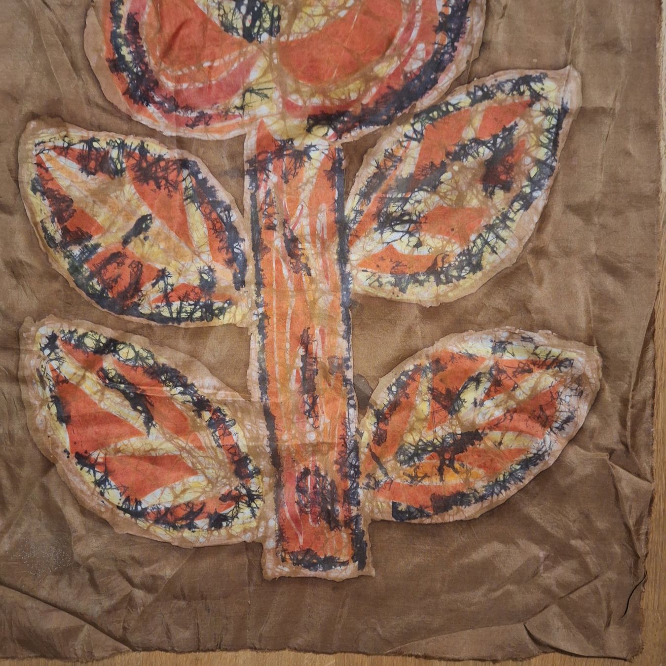 Foto & Immagini: Vintage Seide Batik Bild Blume (2) – Usato da Winterthur venduto da Goldpipau 2