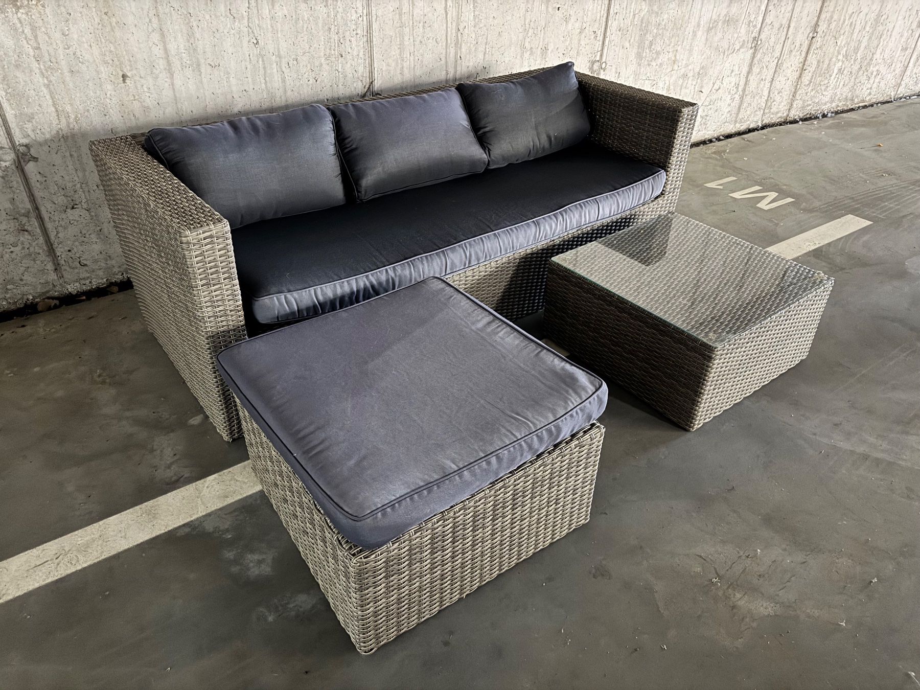 Divani: Gartenlounge 3-Teiler Rattan Optik – Usato da Aesch BL venduto da zubesuch