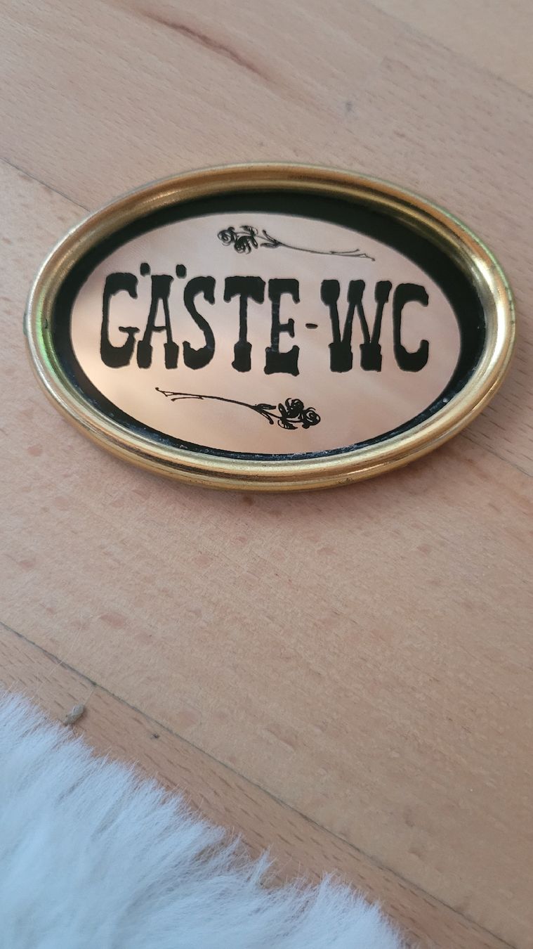 Insegne: Schild GÄSTE-WC oval Spiegel  – Usato da Horgenberg venduto da Klatschmohnmaria 2