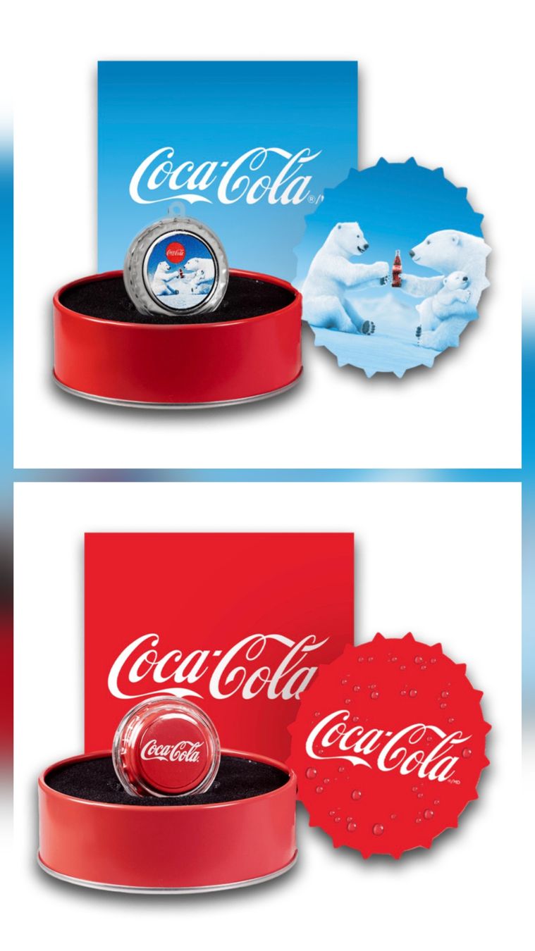 Alle Münzen: 2 Silber Coca Cola bottle cap – Neu und originalverpackt aus Tenero von Poker80