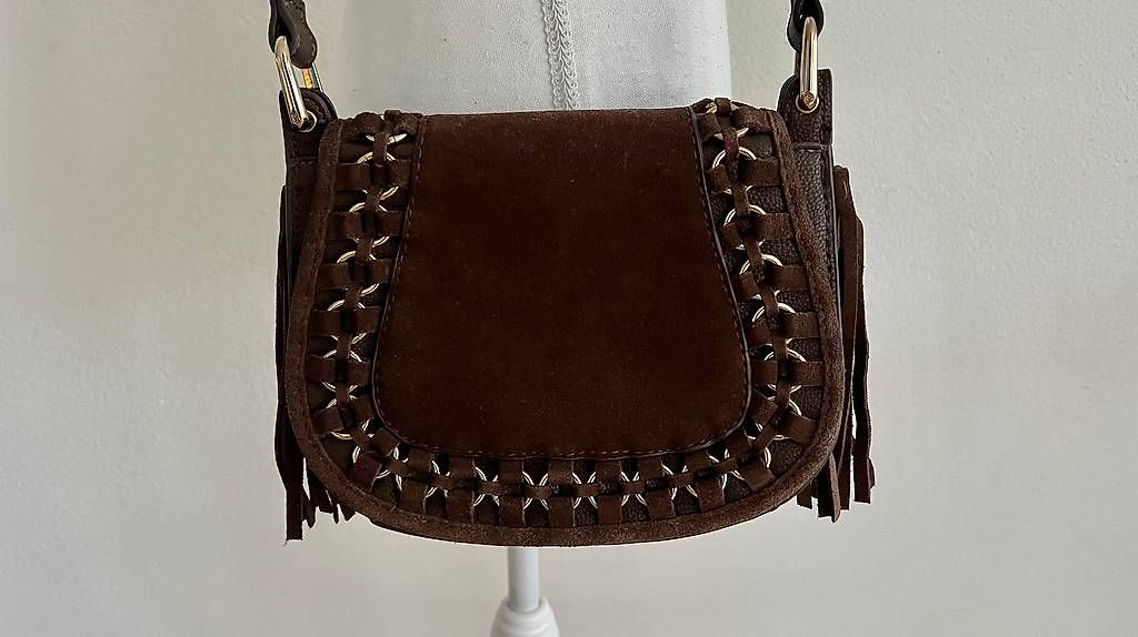 Borse da donna: Tasche dunkelbraun/gold mit Fransen – Usato da Volketswil venduto da oli_l2zq 1