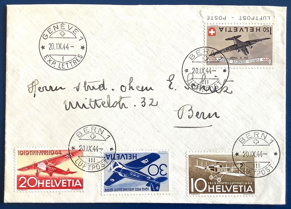 1944 Flugpost Brief Jubiläumsflug 25 Jahre Luftpost 20.09.44 | Kaufen ...