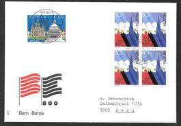 FDC 806 Viererblock ET Bern 22.2.1991 + 811 Vollstempel ET