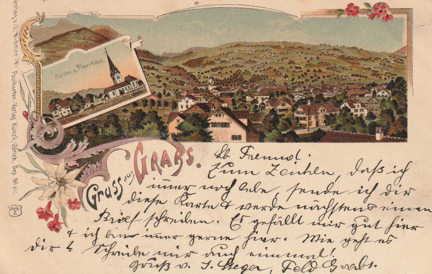 Cartoline postali: AK  Gruss aus Grars  Litho  1905 – Usato da Rupperswil venduto da Ema10