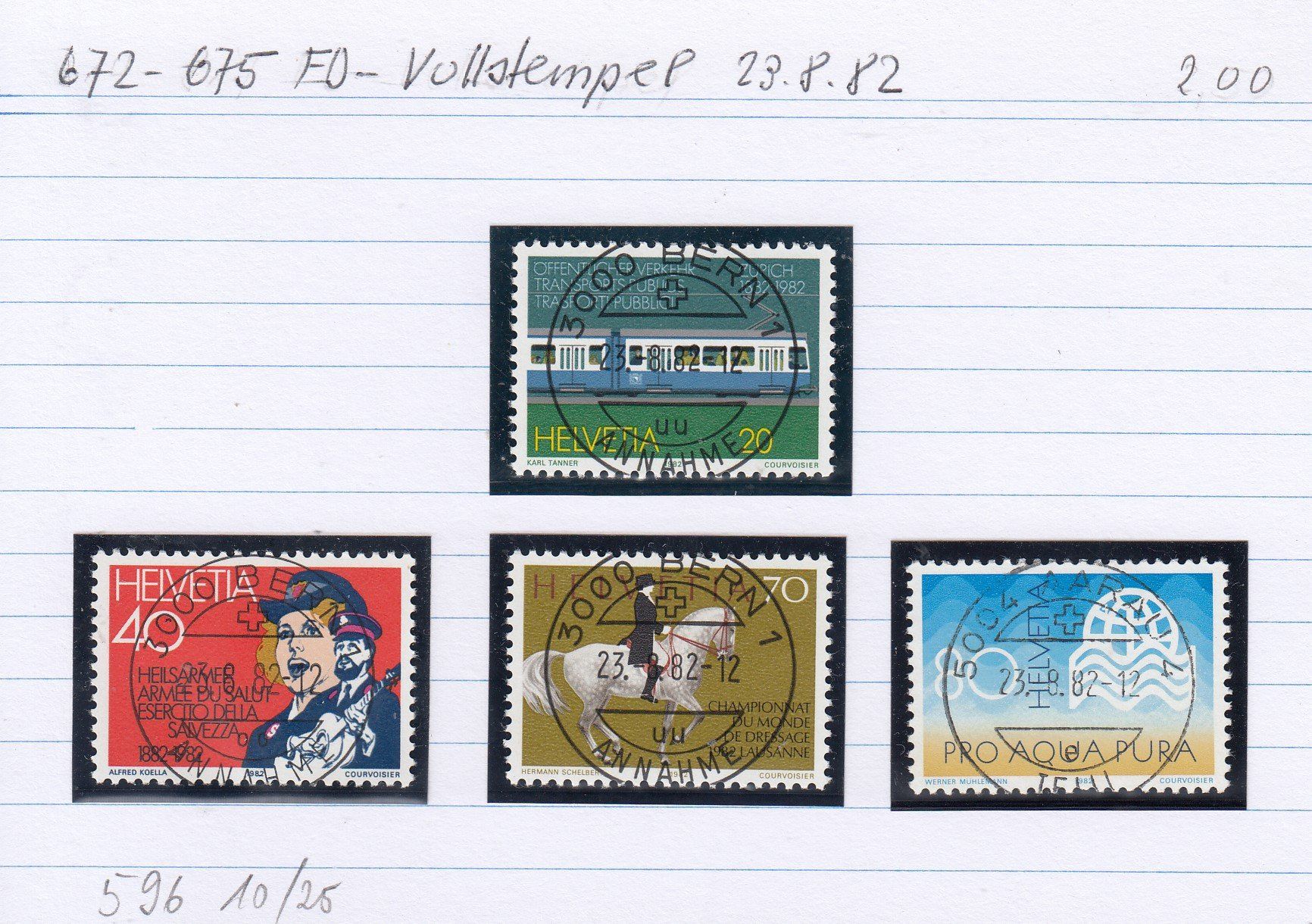 Tutti i francobolli: 672-675 FD-Vollstempel 23.8.82 – Usato da Spreitenbach venduto da Lienbi01
