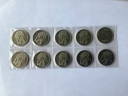 10 x 5 Franken Gedenkmünzen Stans 1981Unz