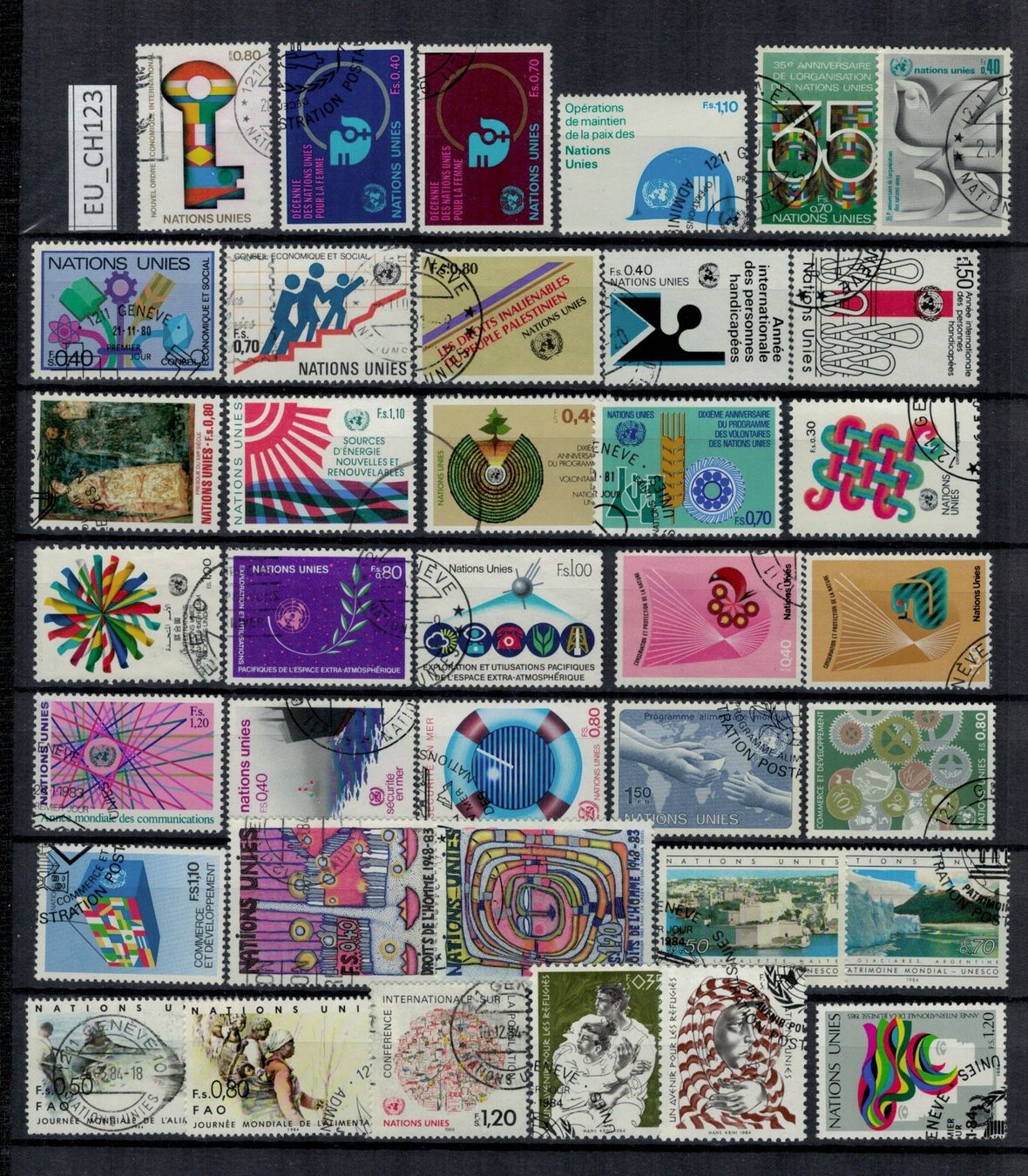 Tutti i francobolli: Schweiz, UNO Genf, 1980/84, EU_CH123 – Usato da Erlenbach ZH venduto da panstamps