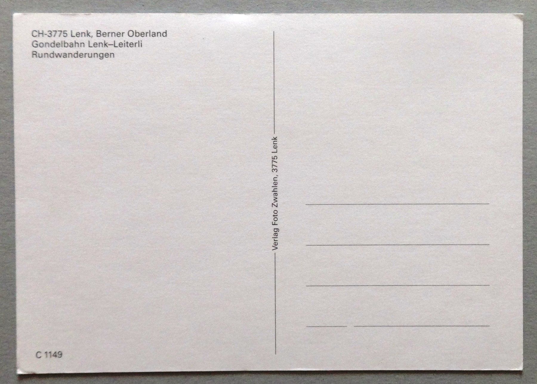 Cartoline postali: Lenk, B.O., Gondelbahn Lenk-Leiterli – Usato da Fétigny venduto da Billy2miny 1