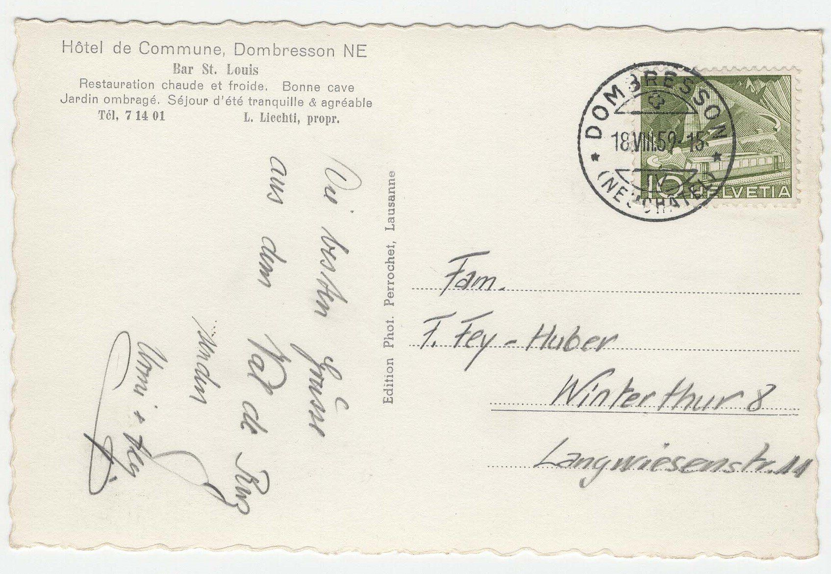 Cartoline postali: Dombresson Hotel de Commune – Usato da Winterthur venduto da Wintiwest 1