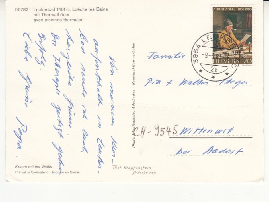 Cartoline postali: Leukerbad 1981 – Usato da Bürglen TG venduto da StampGraf 1