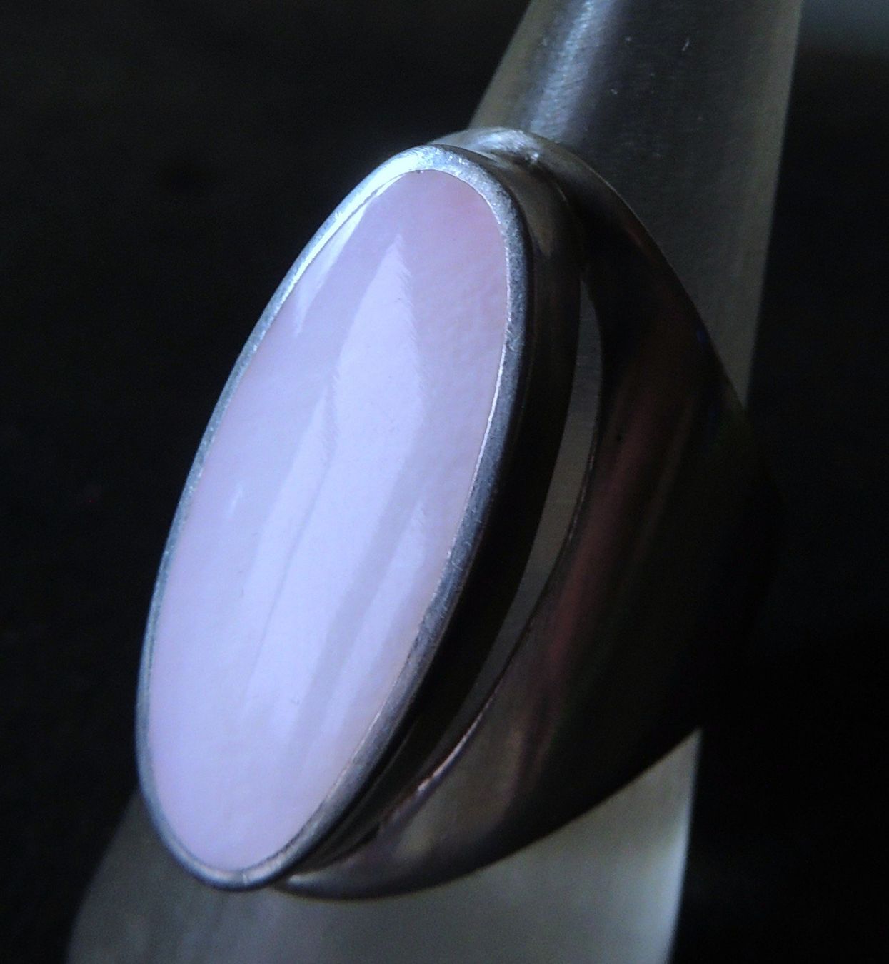 Ringe: Silber 925 Fingerring Gr. 57 Perlmuttimitat – Gebraucht aus Waldenburg von schaller707 1
