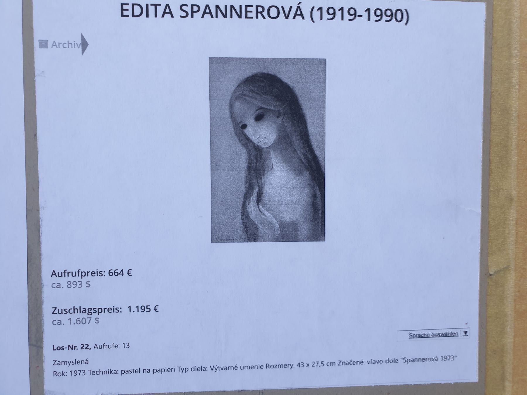 Dipinti: Pastellgemälde/ Edita Spannerová – Usato da Zürich venduto da B-Rock 8