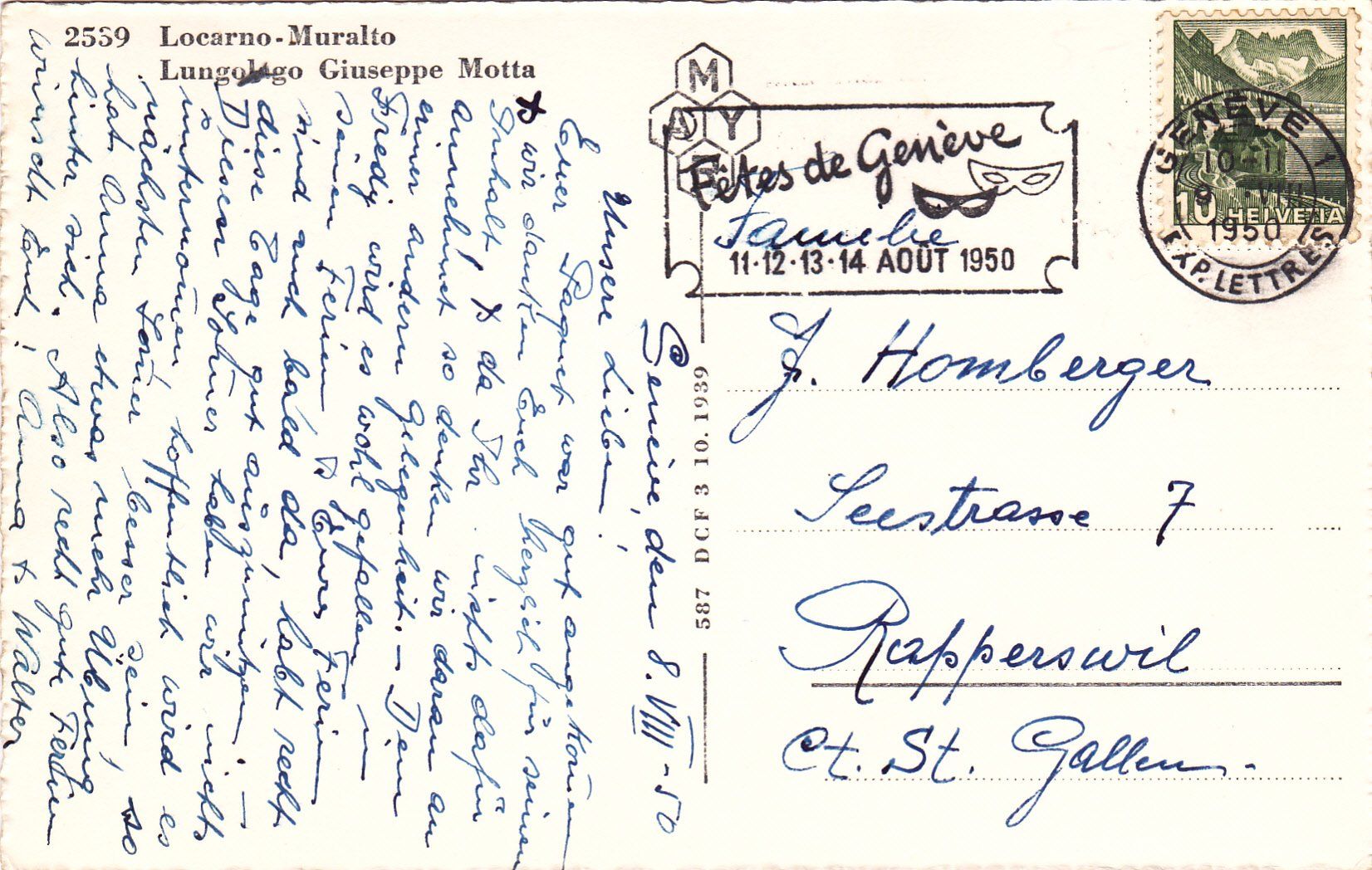 Cartoline postali: Locarno-Muralto - Lungolago Giuseppe Motta /ad – Usato da Hombrechtikon venduto da Rudolf07 1