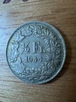 Schweizer Münze 1/2 Franken 1944 Helvetia guter Zustand