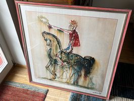 Salvador Dali: The Trojan Horse, Serigrafie auf Seide
