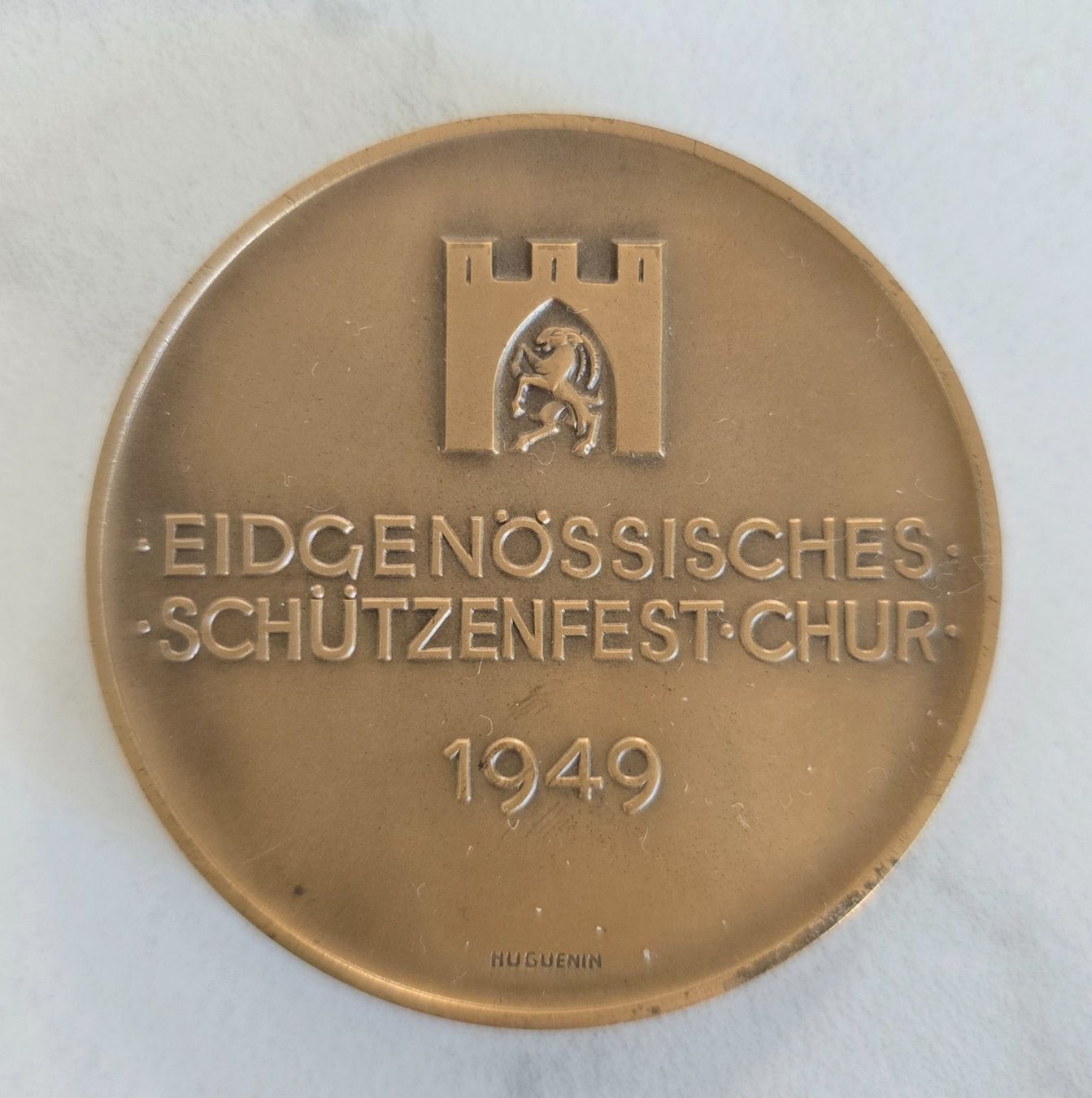 Medaglie: Medaille Eidg. Schützenfest Chur 1949, mit Ständerchen – Usato da Steinmaur venduto da Pegasus24 2